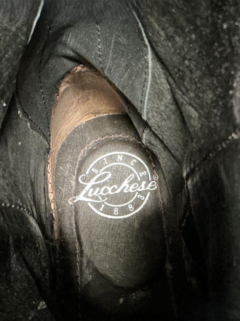LUCCHESE size 10b Studded Scarlet Black & Natural Inlay - Picture 6 of 7